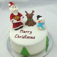 Christmas Cake - Santa, Rudolph and snowman Cake